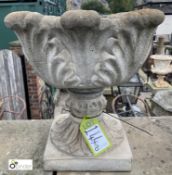 A reconstituted stone Urn, with acanthus leaf decoration, 18in high x 19in diameter