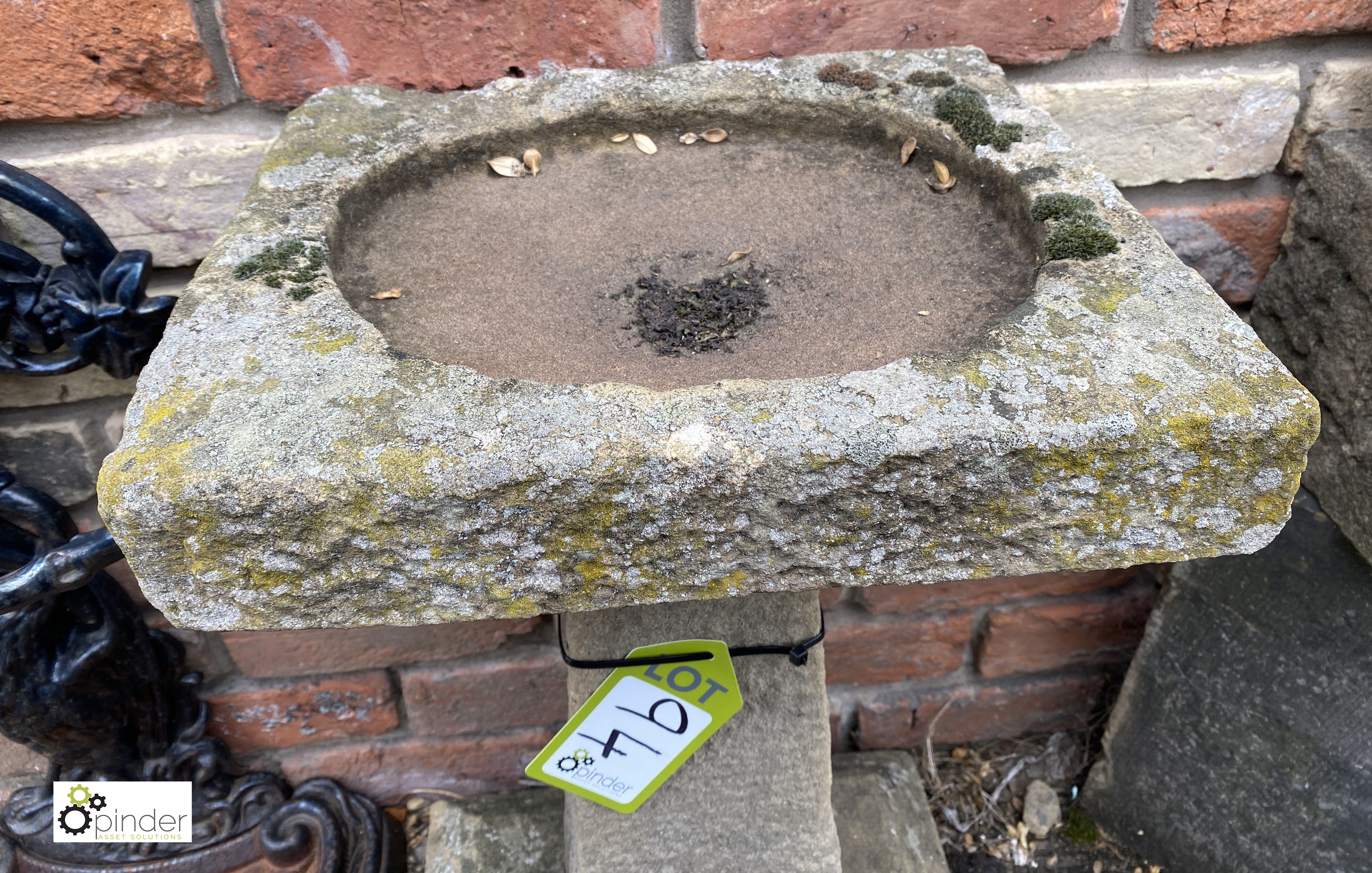 An original Victorian carved Yorkshire Stone Bird Bath, circa 1900s, 26in high x 17in x 12in - Image 2 of 4