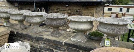 Set of 6 reconstituted stone Campania Urns, 15in high x 17in diameter