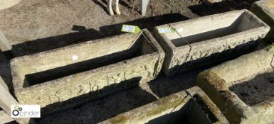 A pair reconstituted stone Window Planters, with classical decoration, 10in high x 10in wide x