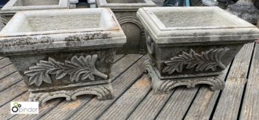 A pair hand carved Gritstone Planters, with foliage decoration on bracket feet, 19in high x 24in x