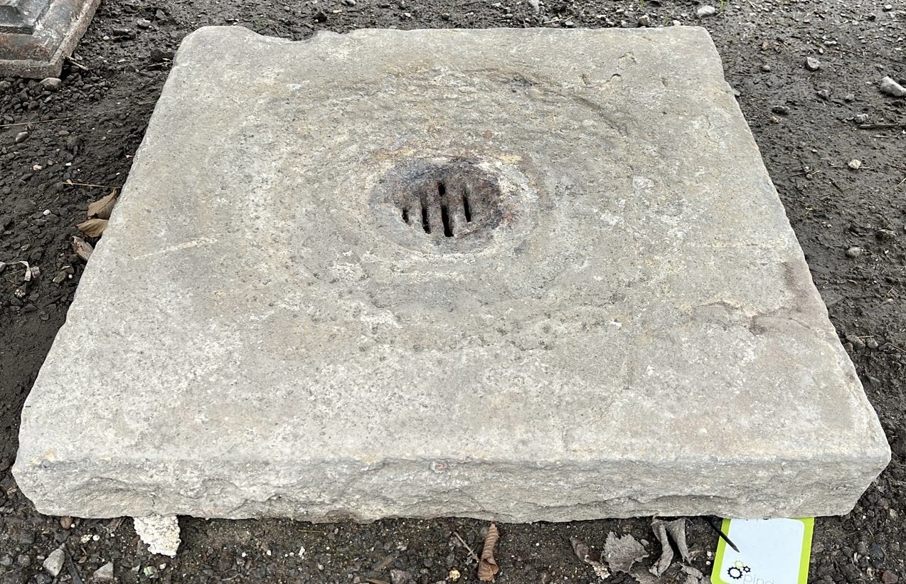 An original Victorian Drain Gully, complete with cast iron grate, 25in x 25in