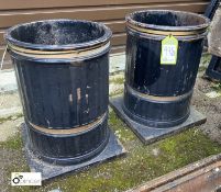 A pair cast iron vintage Waste Bins, makers mark ‘Broxap’, circa mid to late 1900s, 23in high x 18in
