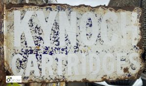 A vintage double sided enamel Sign, one side ‘Kynoch Cartridges’, second side ‘KSG Powder’, 9in high