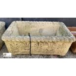 Reconstituted Cotswold Stone Planter, with honey suckle and rope decoration, 8in high x 12in wide