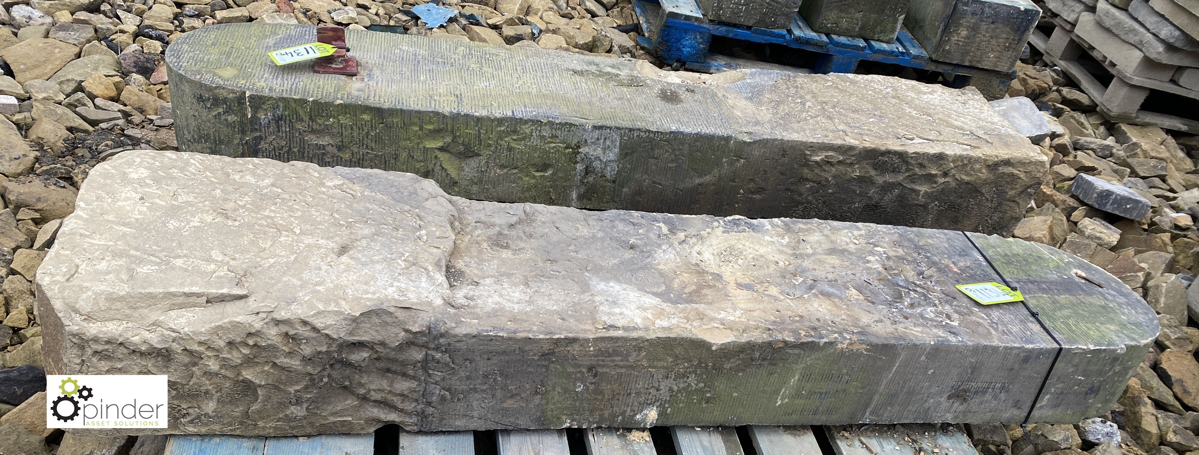 A pair Victorian Yorkshire Stone hoop top Gate Posts, 68in high x 14in wide x 7in deep (Located at - Image 5 of 6