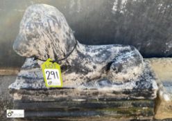 A reconstituted stone lion Statue on plinth, 23in high x 11in wide x 24in long