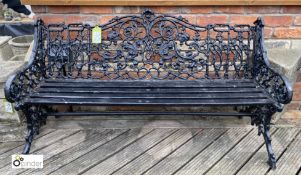 An original Coalbrookdale cast iron rustic design Garden Bench, diamond registration mark, serial