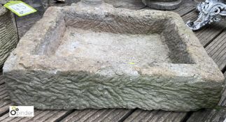 An original carved Yorkshire Stone Trough, circa 1800, 19in x 24in