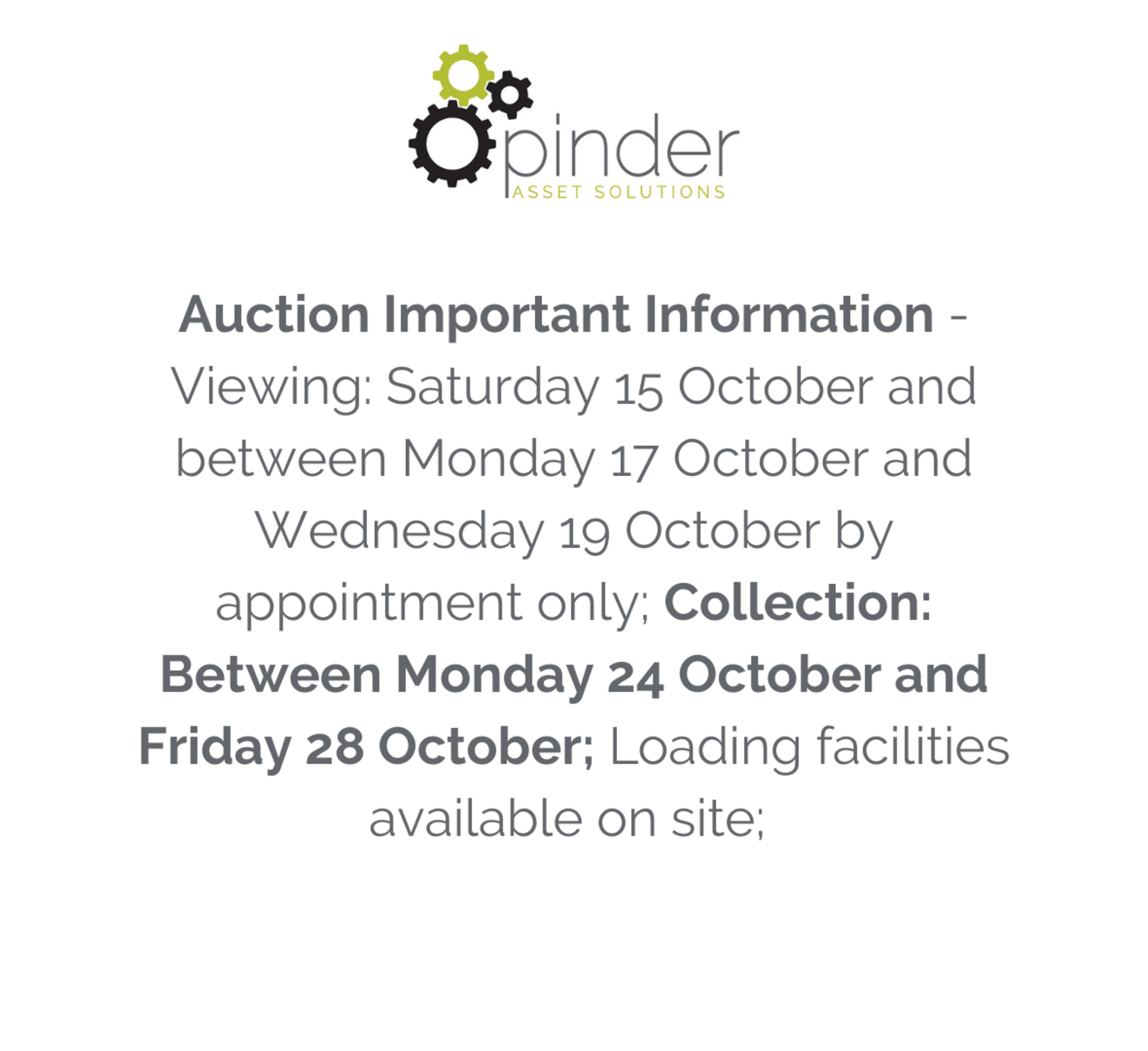 Auction Important Information - Viewing: Saturday 15 October 2022, and between Monday 17 October