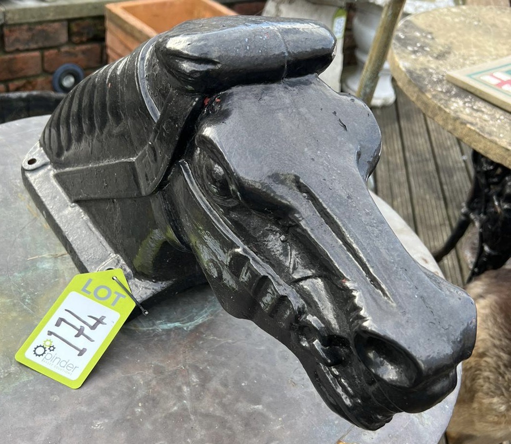 A vintage Wickstead cast iron Rocking Horse Head, 12in high x 22in long (from the famous - Bild 2 aus 8