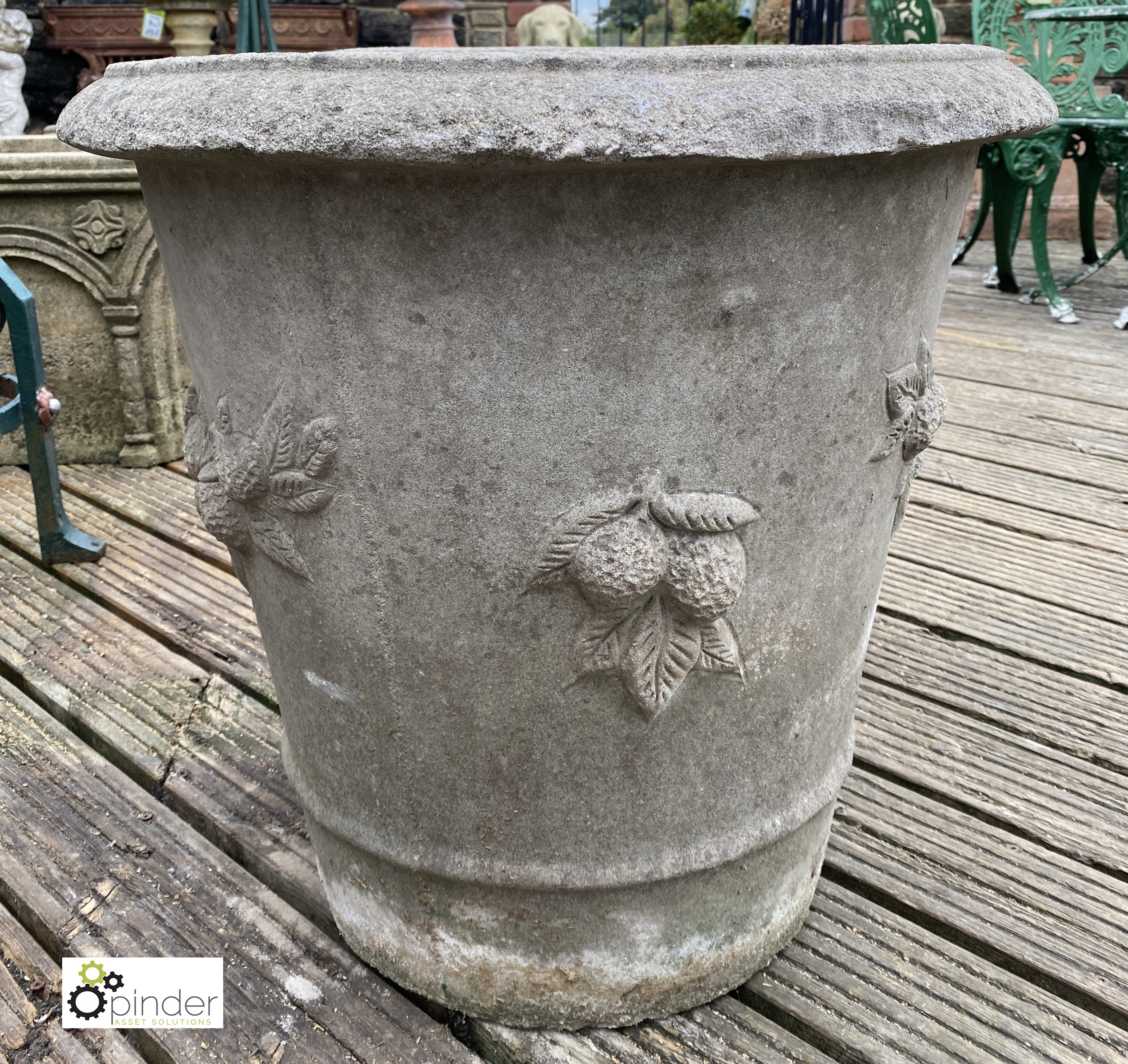 A pair large reconstituted stone Orange/Lemon Tree Pots, with fruit decoration, 22in high x 21in - Image 4 of 8