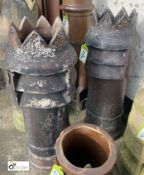 A pair Victorian crown top salt glazed terracotta Chimney Pots, 38in high