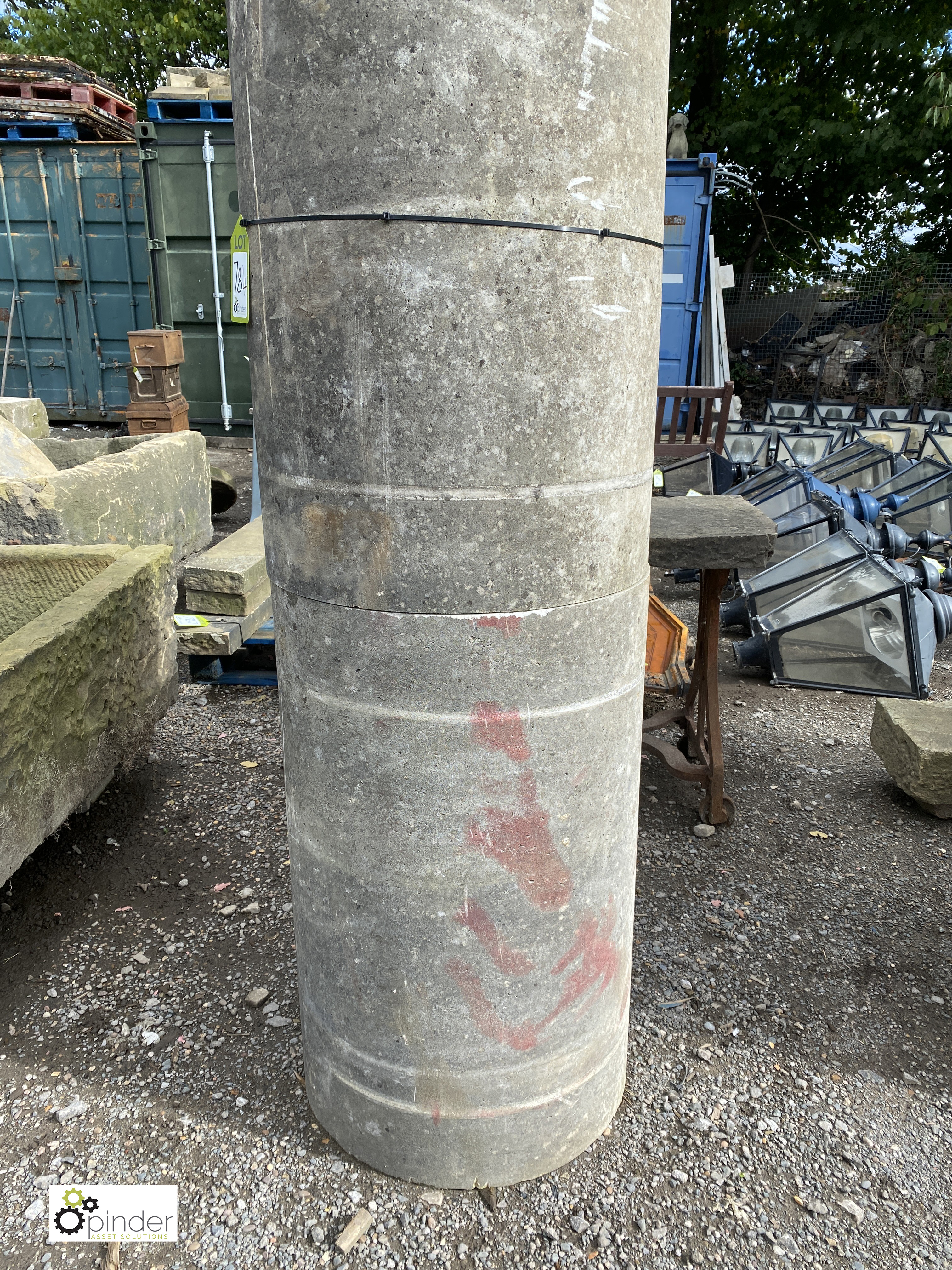 A pair Portland Stone 3-piece Columns, 100in high x 22in diameter (paired with lot 787) - Image 2 of 7