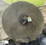 A large Victorian Millstone, with wrought iron spindle, 38in diameter