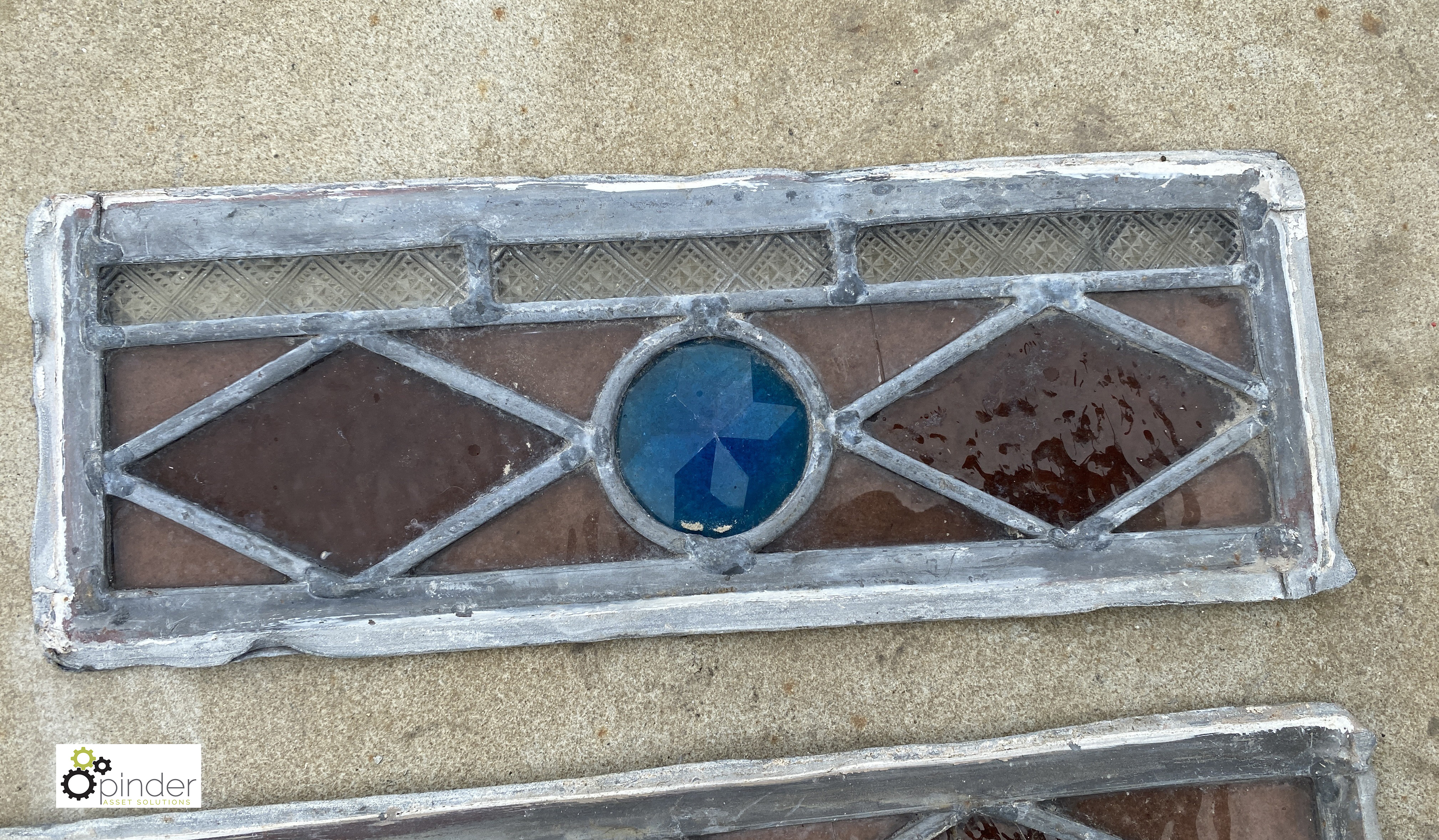 5 pieces early Victorian leaded Glass Work, with 9 bulls eyes - Image 3 of 7