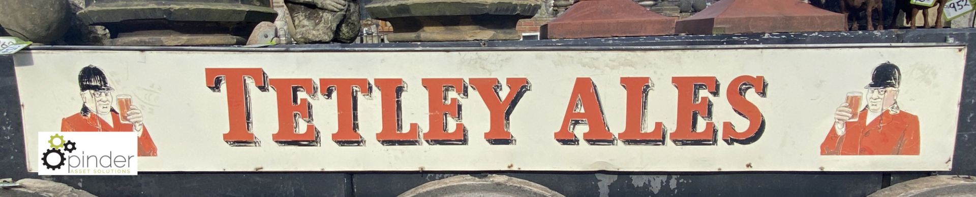 A vintage Tetley Ale Sign, with portrait of Joshua Tetley, 16in high x 120in long