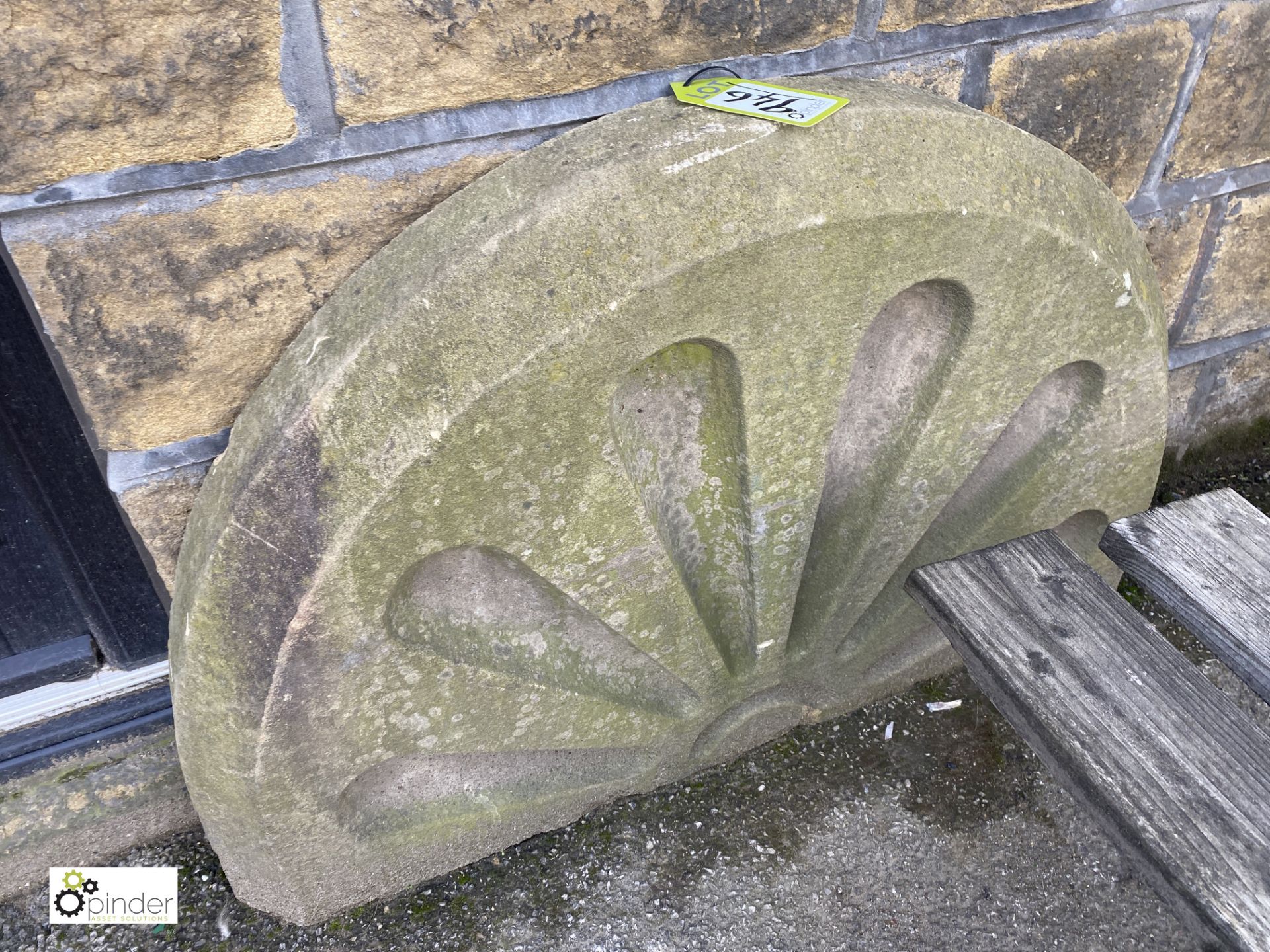 A pair Victorian Yorkshire Stone half round fluted decorative Wall Panels, 24in high x 36in wide - Image 5 of 6