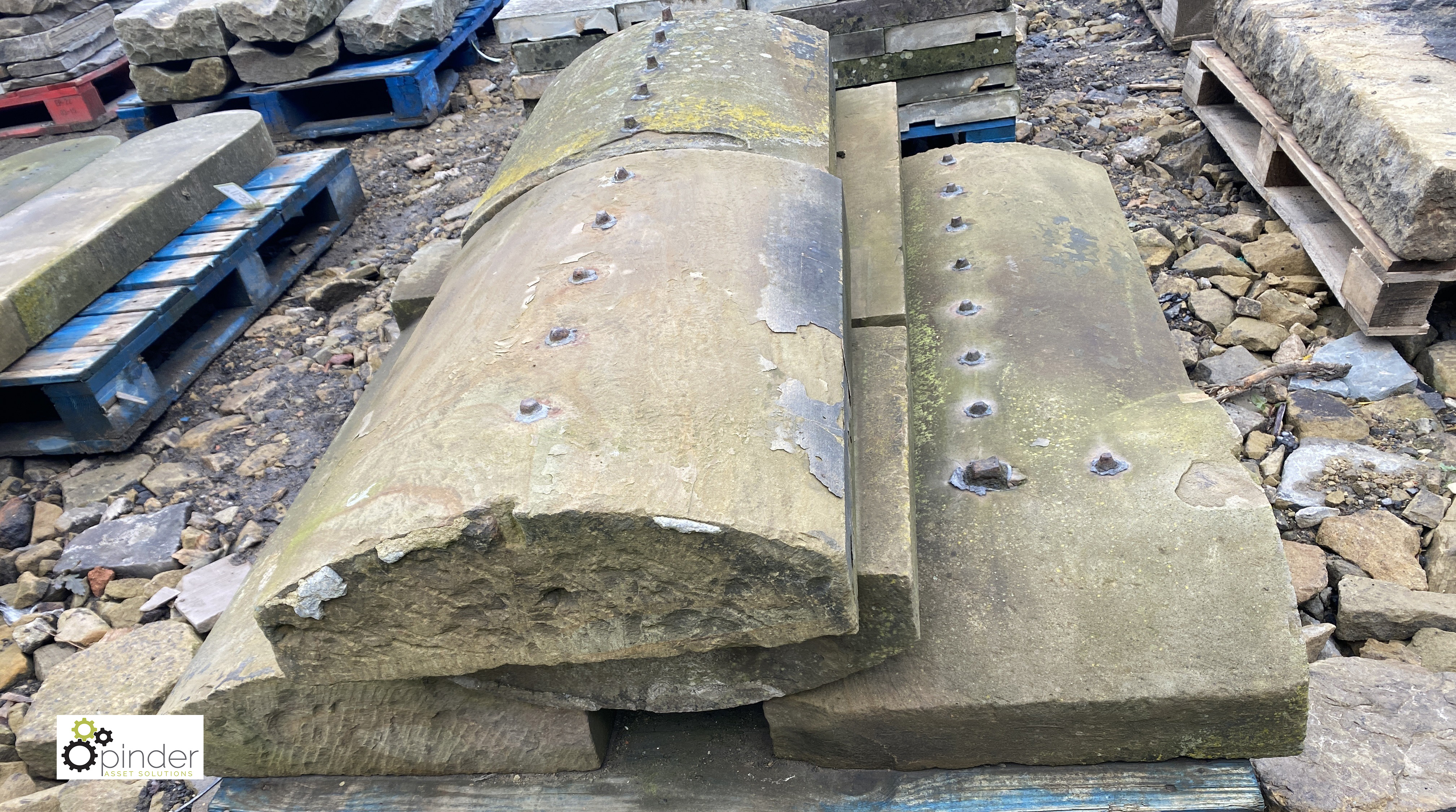 A pallet reclaimed Yorkshire Stone hog back Coping, 18in wide, approx. 15.8 linear feet (matching - Image 4 of 6