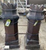 A pair Victorian crown top salt glazed terracotta Chimney Pots, 37in high