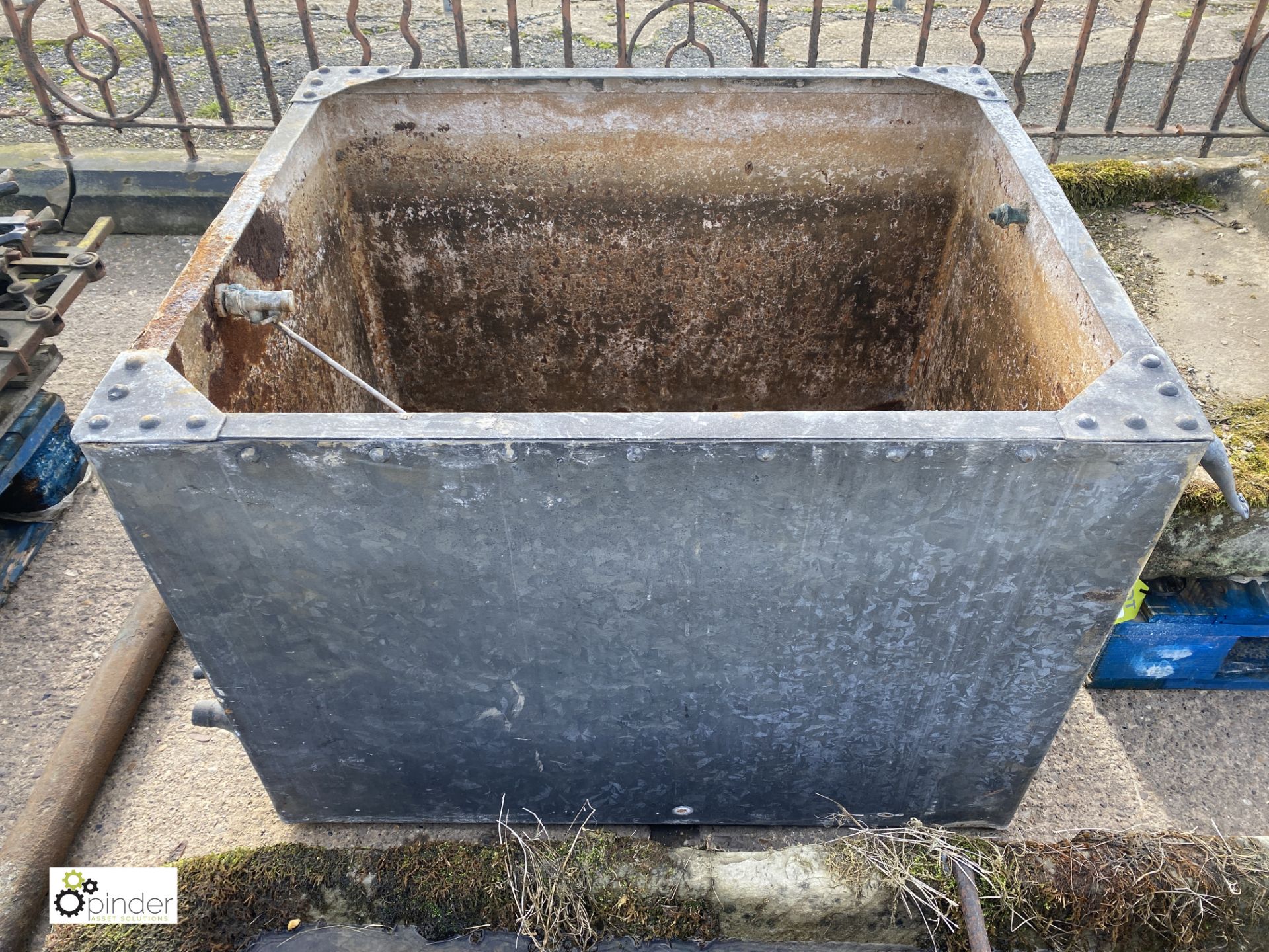 A Victorian metal riveted galvanised Water Cistern, 26in high x 30in x 36in long
