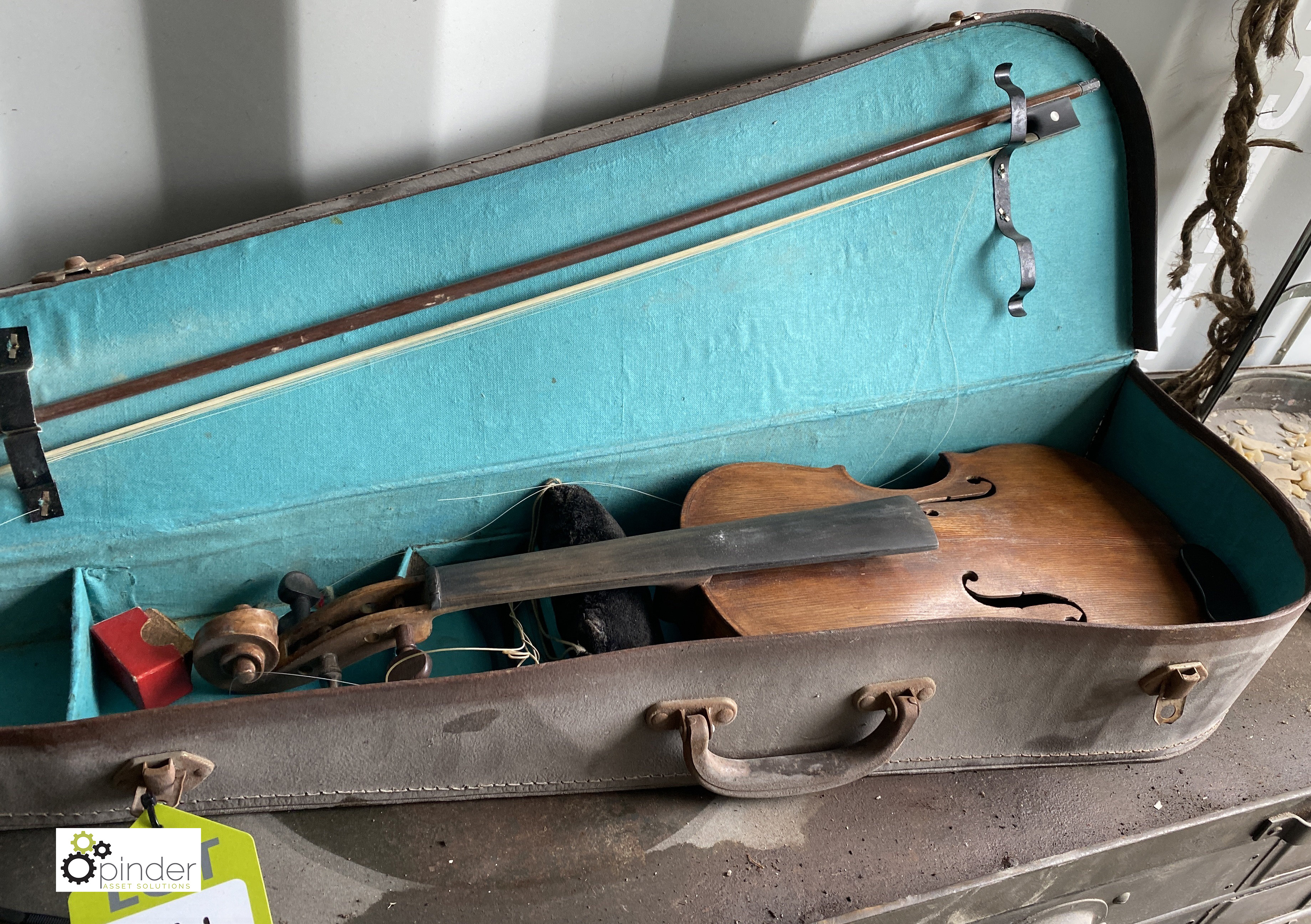 An antique Violin and Bow, in a carry case