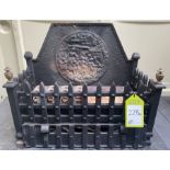 A Gothic style cast iron Fire Basket, 550mm wide x