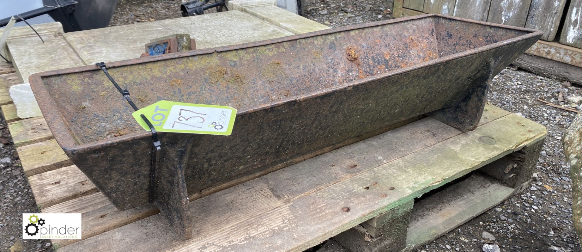 An original Victorian cast iron Feed Trough, 8in high x 12in wide x 36in long