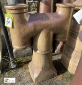 A Victorian salt glazed H-shaped Chimney Pot, 34in high x 27in wide