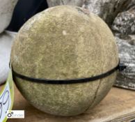 An original reclaimed carved Yorkshire Stone Ball, circa 1880s, 6in diameter