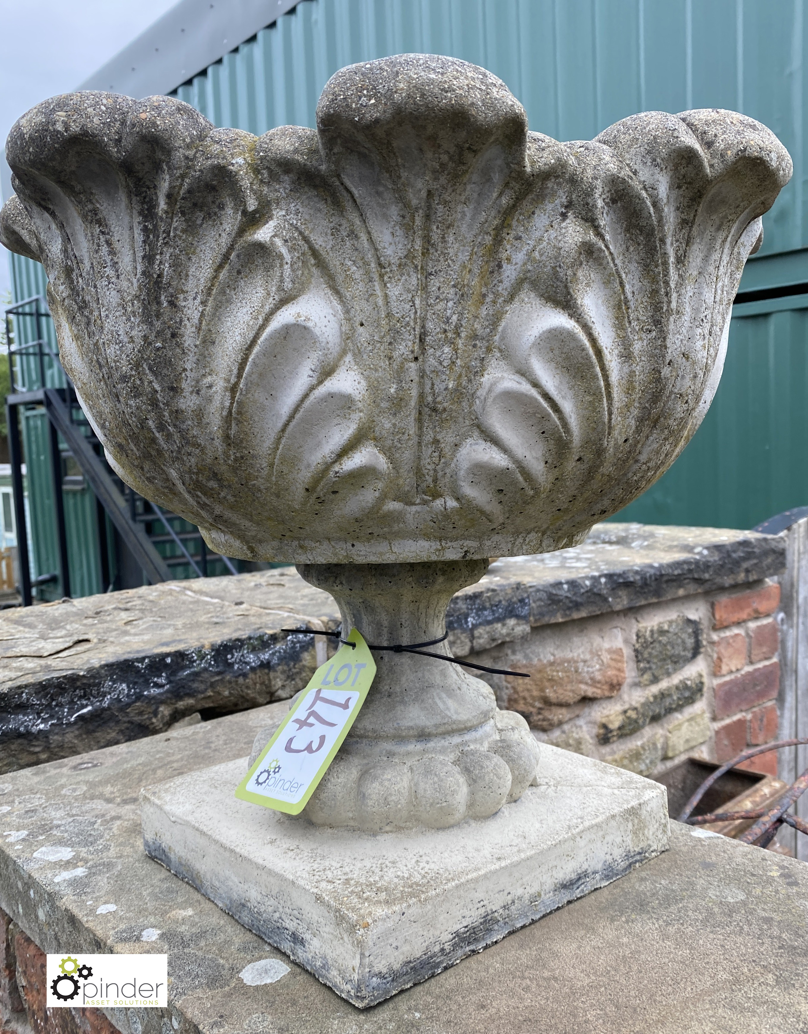 A reconstituted stone Urn, with acanthus leaf decoration, 17in high x 18in diameter - Image 2 of 4