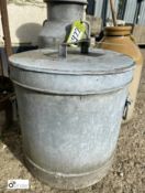 A Victorian galvanised metal Feed Bin, 12in high x 12in diameter