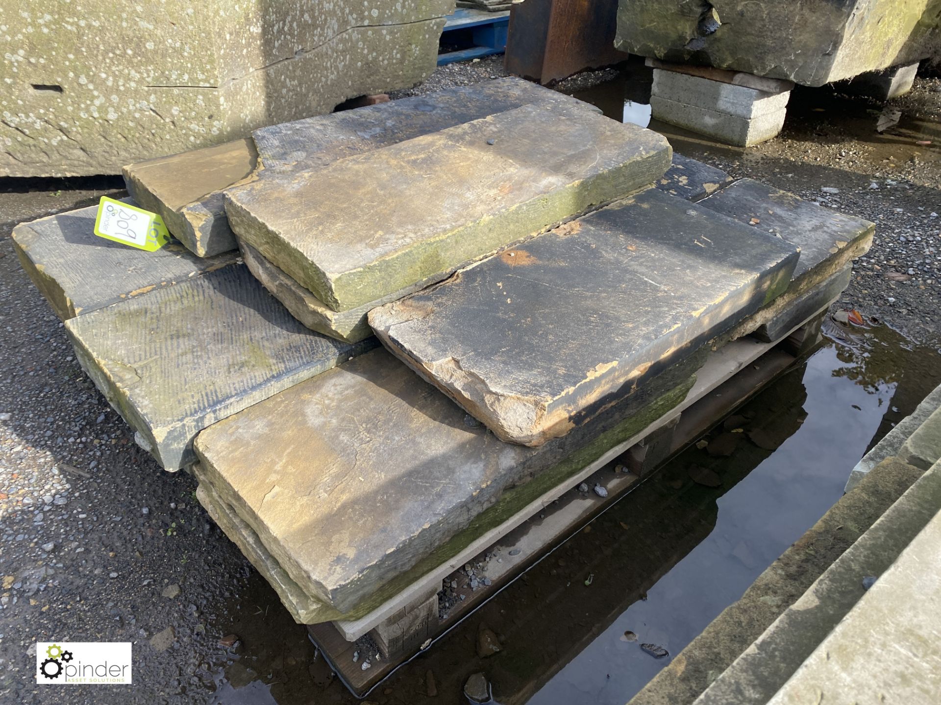 A run Victorian Yorkshire Stone Coping, 3in high x 12in wide x 35ft - Image 2 of 6