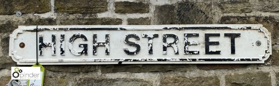 A cast iron Street Sign ‘High Street’, 7in high x 46in wide