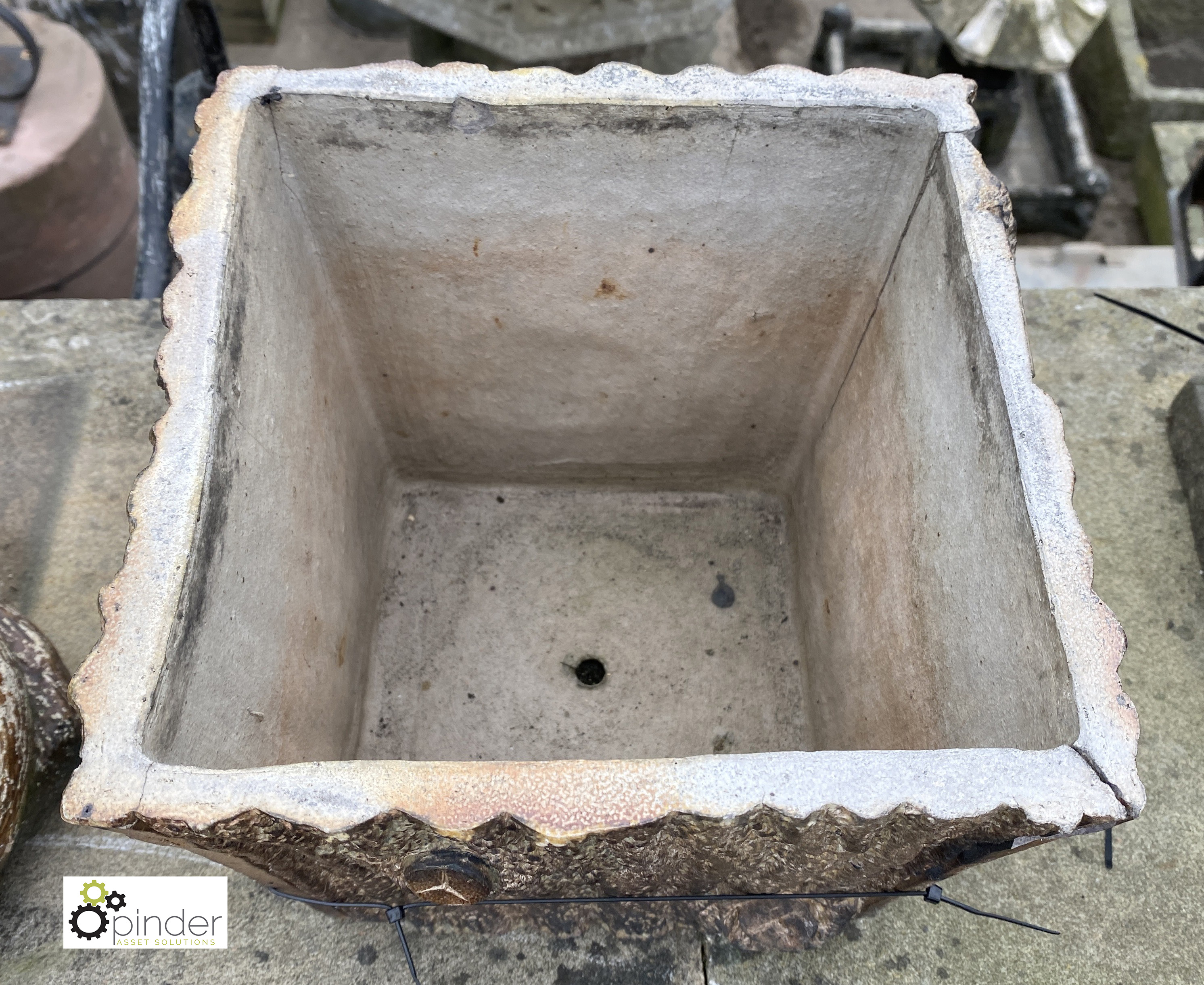 A salt glazed terracotta faux bois Planter, circa early 1900s, 8in high x 9in x 9in - Image 3 of 4