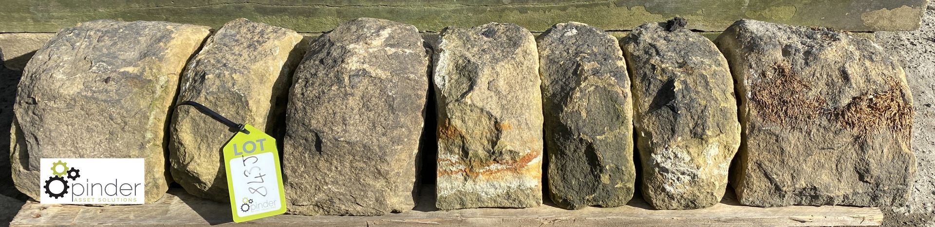 A run reclaimed Victorian Yorkshire Stone half-round Copings, 6in high x 12in wide x 46in long - Image 2 of 6