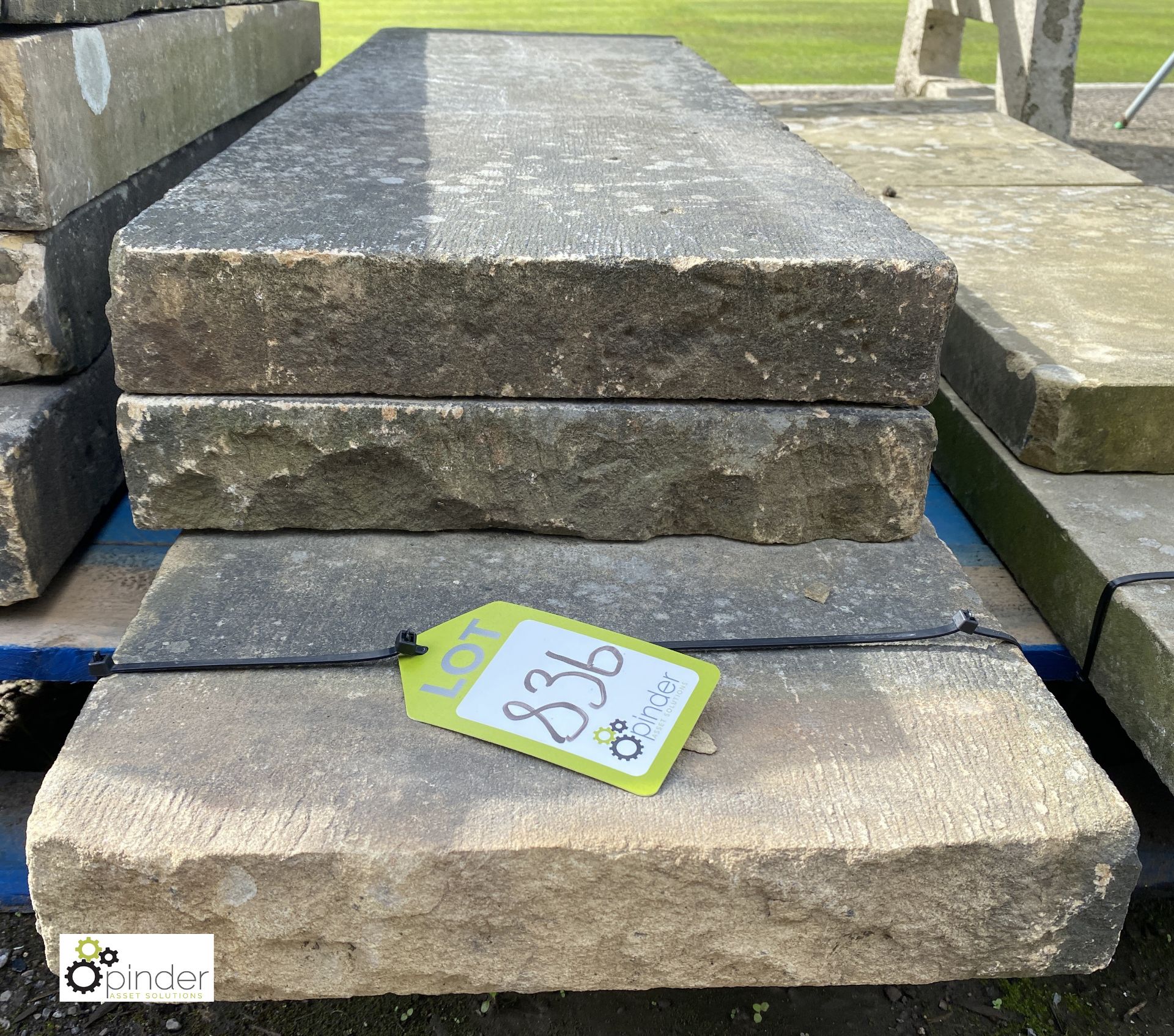 3 lengths original Victorian Yorkshire Stone Coping, 2.5in high x 14in wide x approx. 12.5ft total - Image 3 of 4