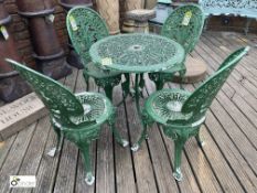 An cast alloy Conservatory Set, comprising table and 4 chairs, in the style of Coalbrookdale,