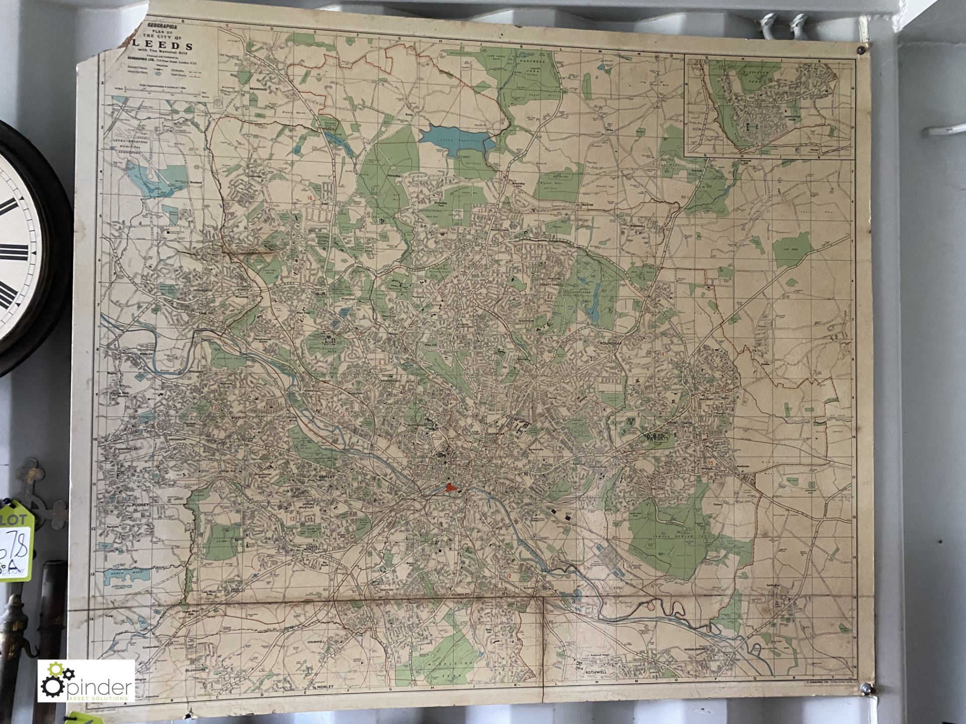 A Geographic Map of the City of Leeds, from Burtons Tailors Factory, Burmantofts, Leeds, 41in high x - Image 3 of 4