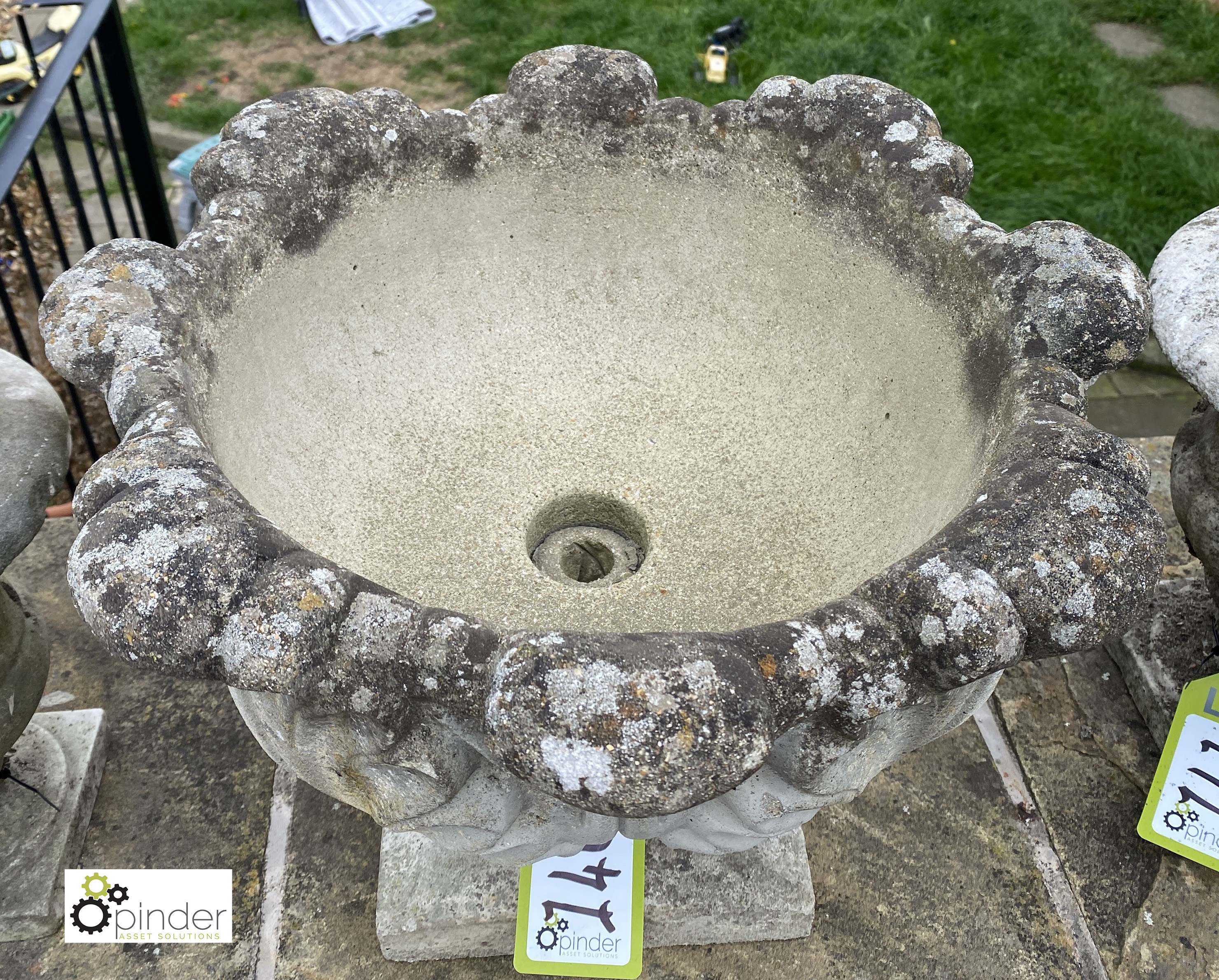 A reconstituted stone Urn, with acanthus leaf decoration, circa late 1900s, 14in high x 19in - Image 2 of 4