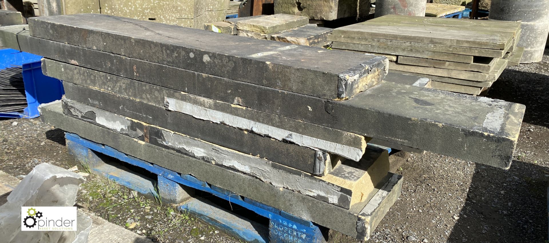 A run Victorian Yorkshire Stone Coping, 3in high x 12in wide x approx. 28.5ft total length - Image 2 of 4