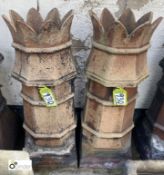 A pair Victorian crown top salt glazed terracotta Chimney Pots, 38in high