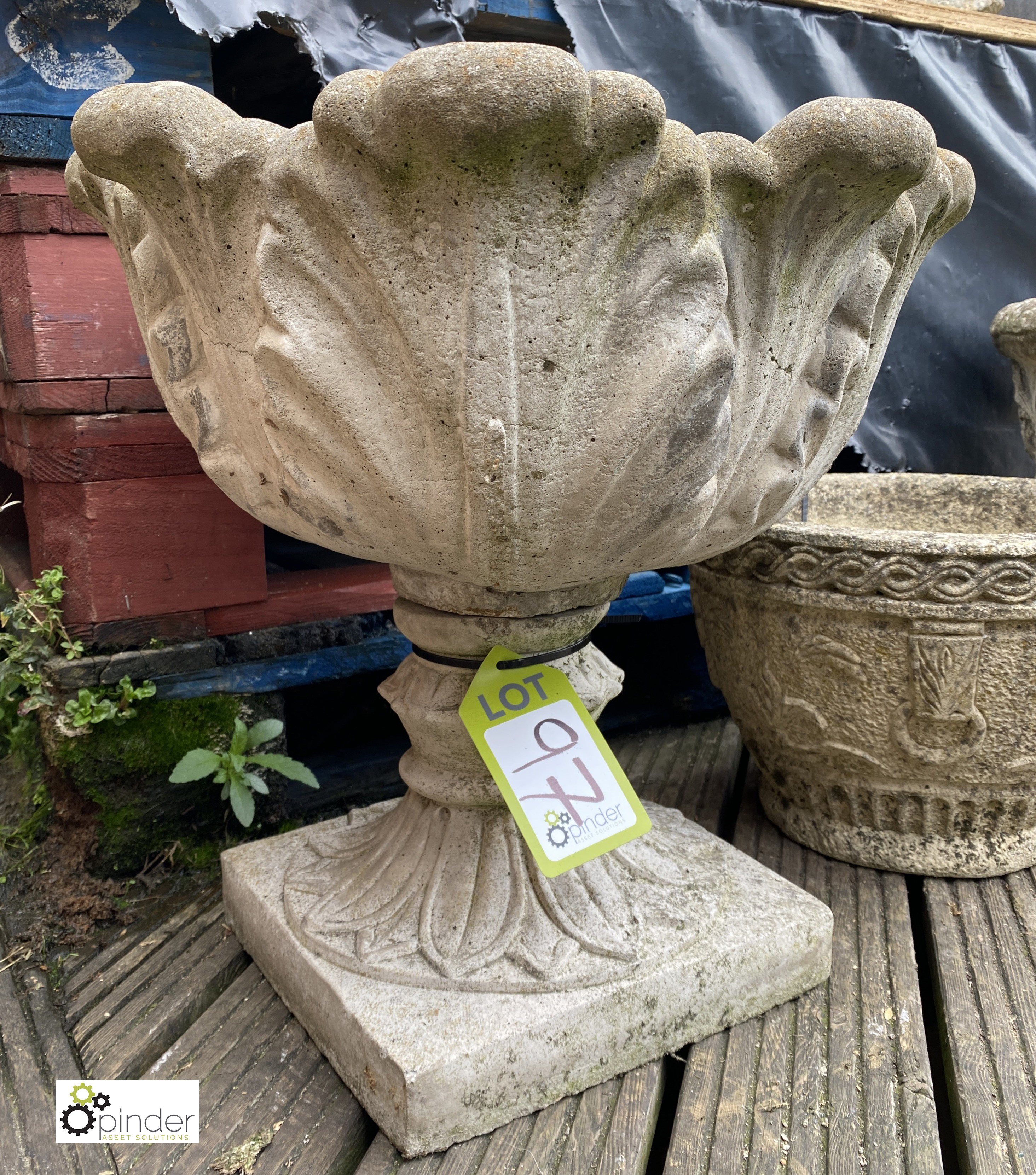 A reconstituted Acanthus leaf Garden Urn, 19in high x 19in x 18in diameter - Image 3 of 4