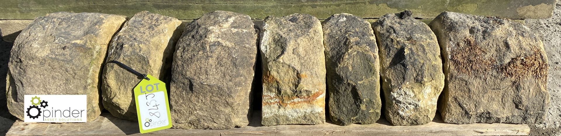 A run reclaimed Victorian Yorkshire Stone half-round Copings, 6in high x 12in wide x 46in long