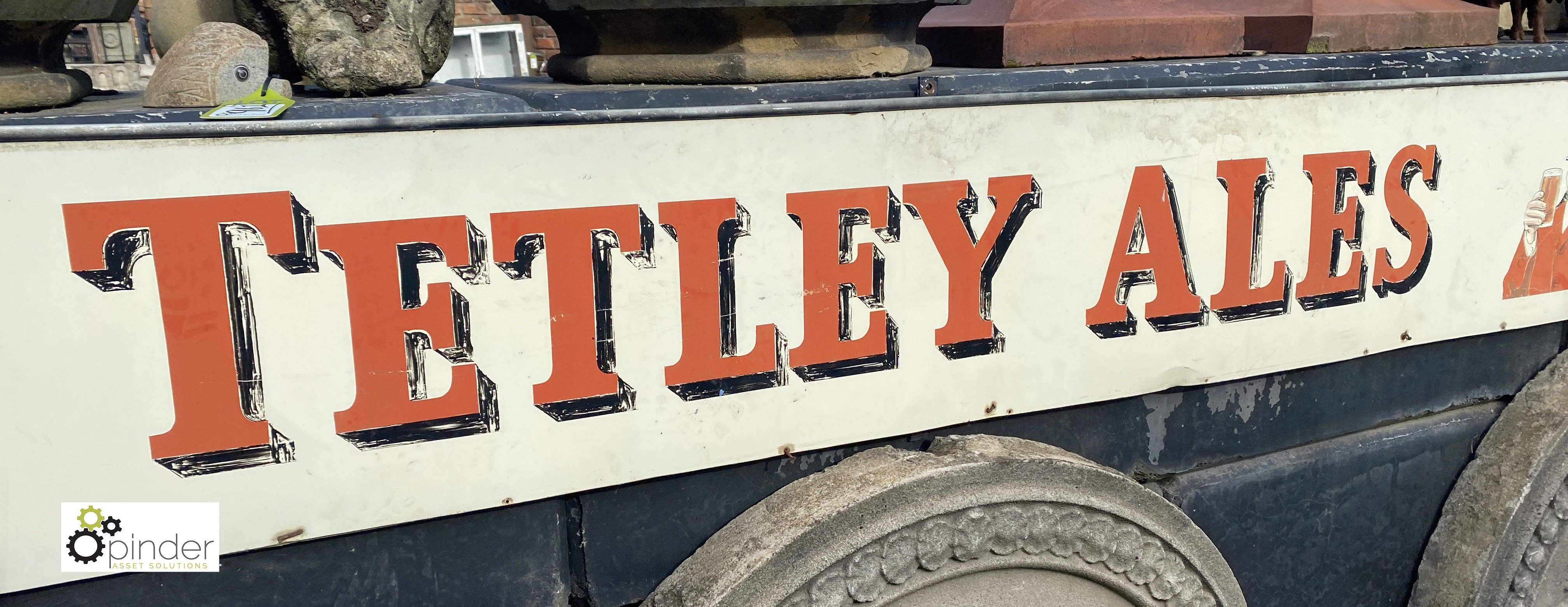 A vintage Tetley Ale Sign, with portrait of Joshua Tetley, 16in high x 120in long - Image 4 of 6