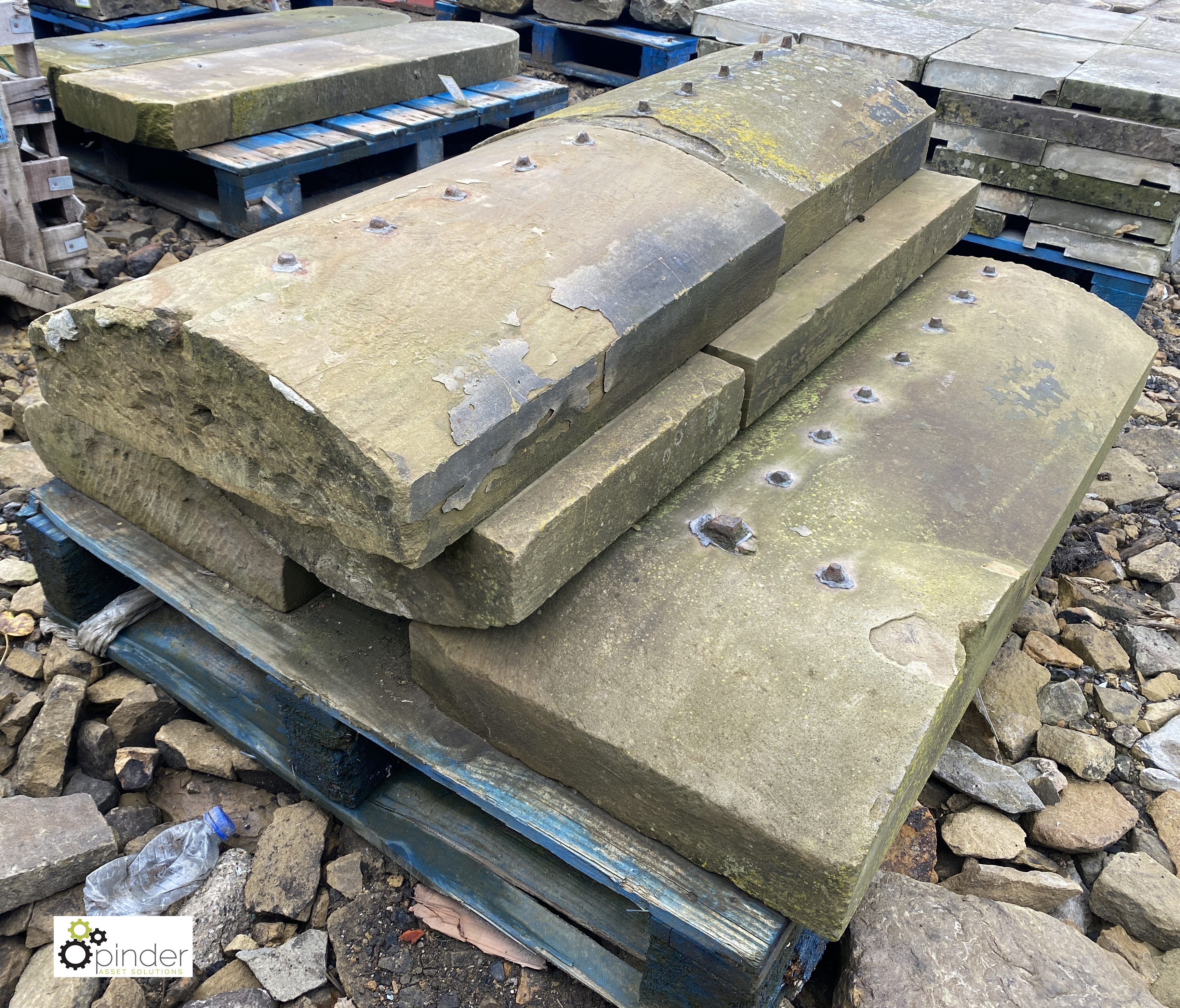 A pallet reclaimed Yorkshire Stone hog back Coping, 18in wide, approx. 15.8 linear feet (matching - Image 3 of 6