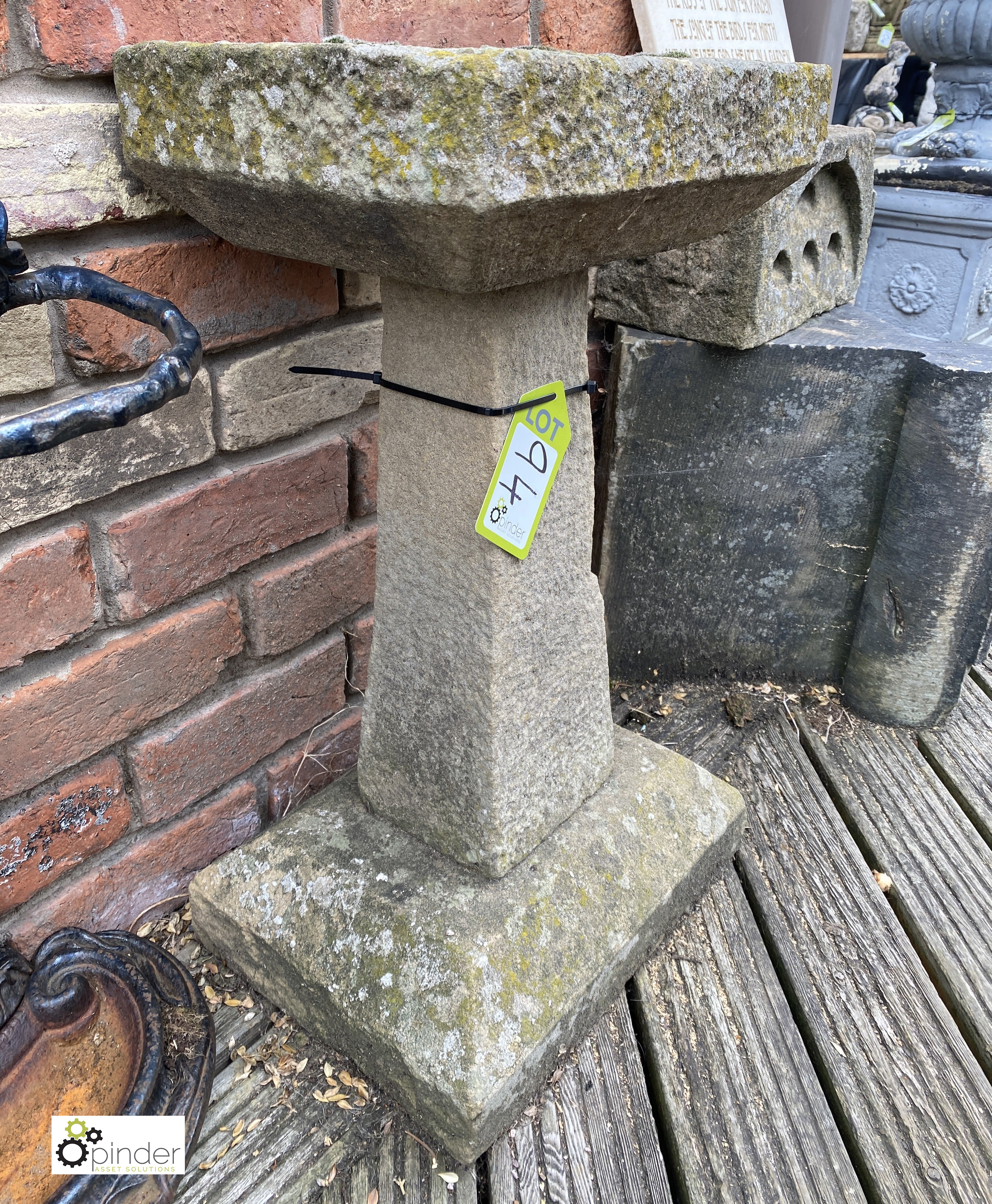 An original Victorian carved Yorkshire Stone Bird Bath, circa 1900s, 26in high x 17in x 12in - Image 3 of 4