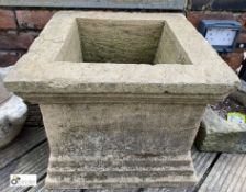 A hand carved Yorkshire Gritstone Bay Tree Planter, circa late 1900s, 15in high x 20in x 20in