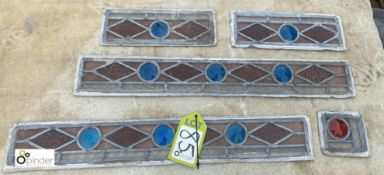 5 pieces early Victorian leaded Glass Work, with 9 bulls eyes