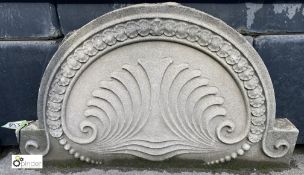 A reconstituted stone decorative half round Wall Plaque, 32in high x 50in long